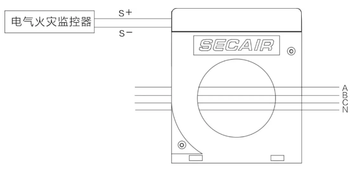 J-SCM41(160)剩余電流式<a href=http://m.aecttx.com/dianqihuozai/ target=_blank class=infotextkey>電氣火災監(jiān)控</a>探測器接線圖